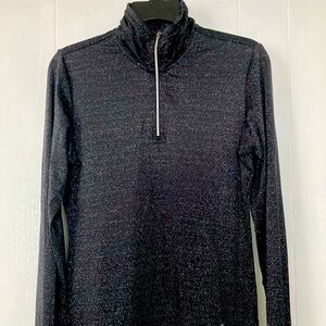 GG blue ladies black w silver sparkles luxe sport size M 3quat. Zip golf shirt